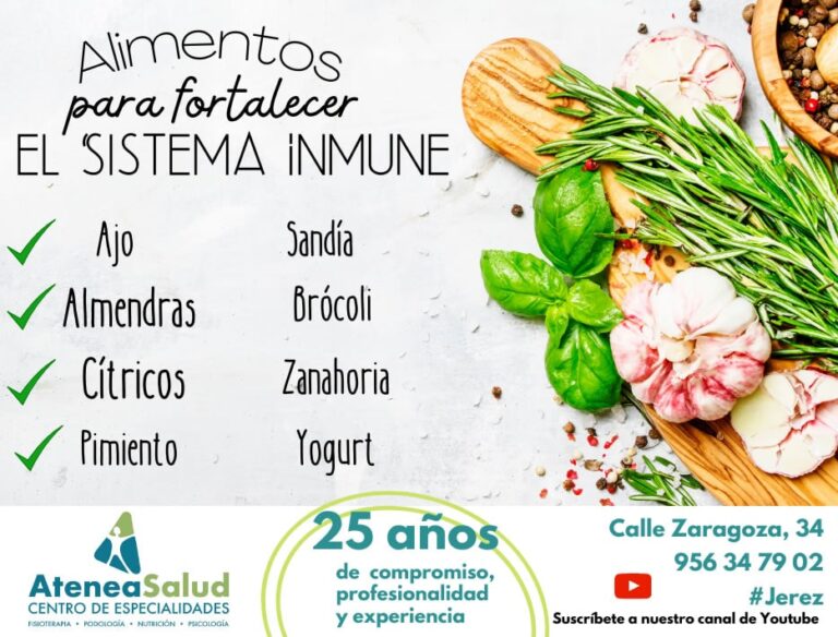 Alimentos para fortalecer el sistema inmune - Atenea Salud Jerez